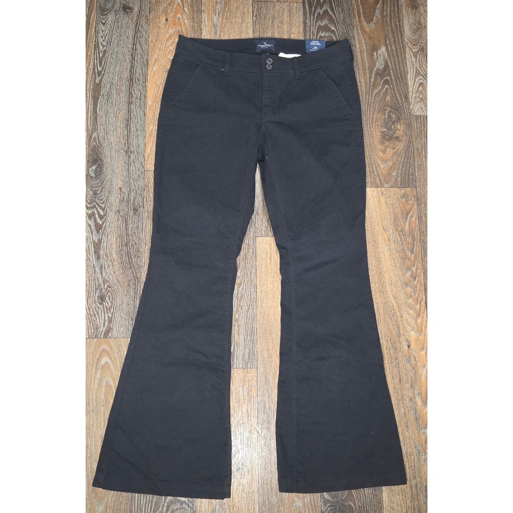American Eagle Artist Flare Black Low Rise Stretch Pants 10 Short